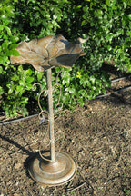 Wild Bird Bath Feeder Food Station Garden Ornaments Metal Lilly Pad Bee Water