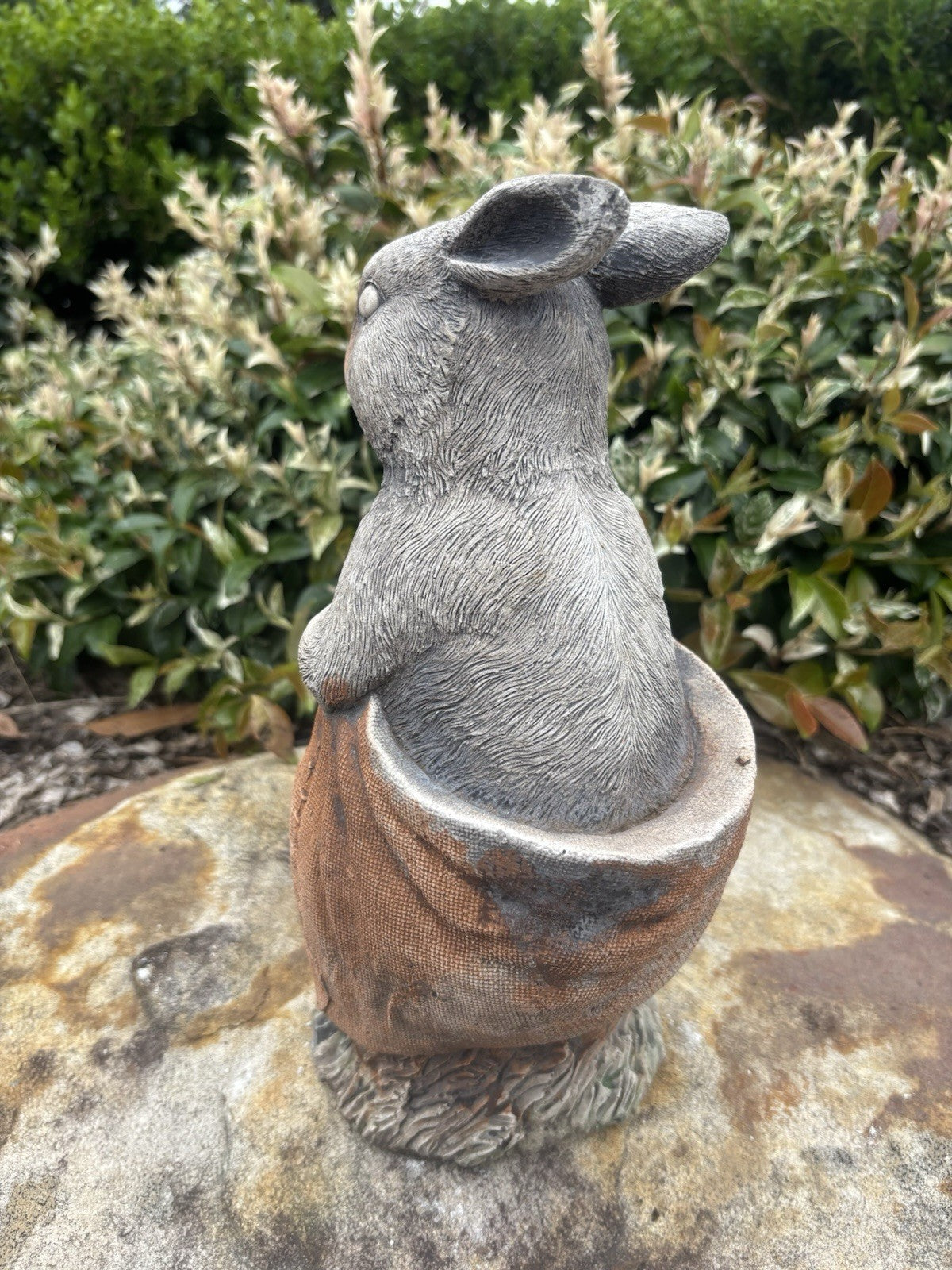 Rabbit in Potato Sack Statue Ornament Animal Concrete Garden Australian Made