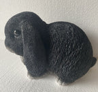 RABBIT BUNNY MINI LOP ANIMAL GARDEN STATUE ORNAMENT FIGURINE BLACK WHITE