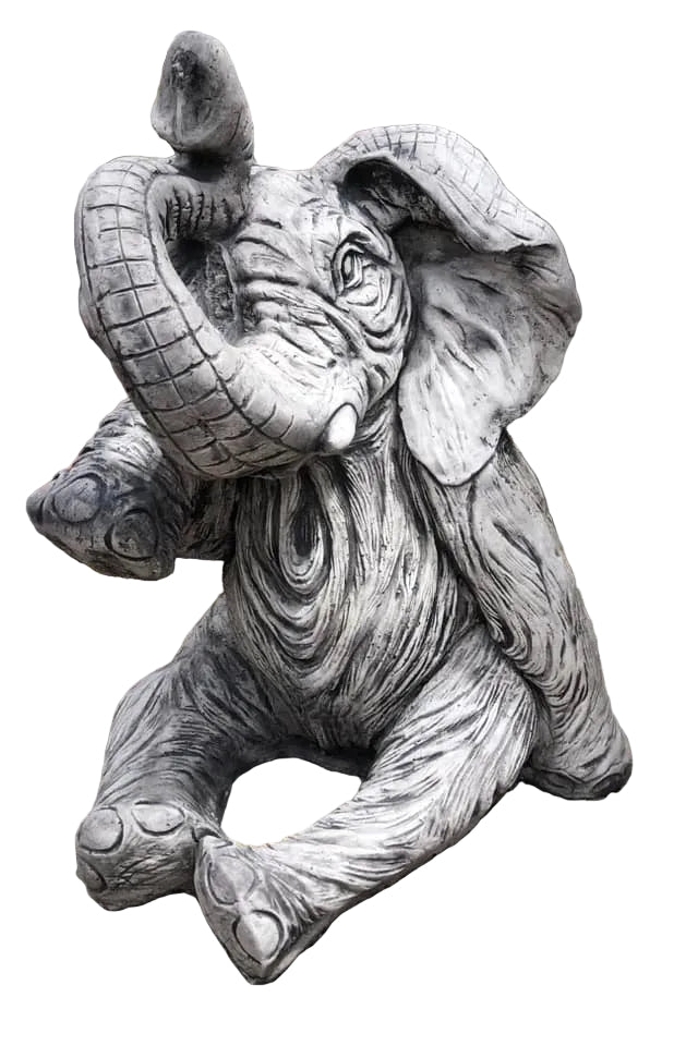 Concrete Elephant Garden Statue – Outdoor Cement Elephant Ornament – Garden Deco
