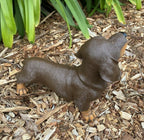 DACHSHUND SAUSAGE DOG MEMORIAL PUPPY ANIMAL GARDEN ORNAMENT BROWN 22cm