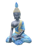 Meditating Thai Buddha In a Blue Peacock Statue Ornament Figurine Home Decor