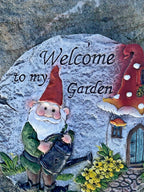 Welcome To My Garden Gnome Sign Cement Garden Path Stepping Stone Decor 25cm