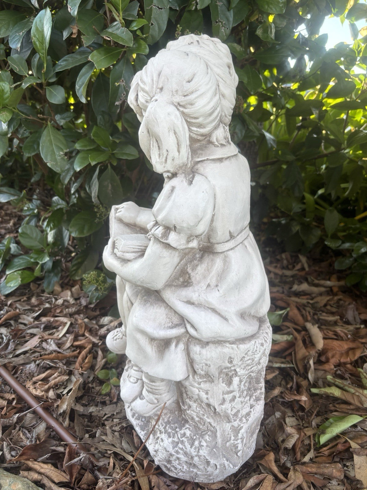 Children Reading Book Statue Garden Ornament 62cm