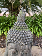 Antiqued Manjushri Buddha Head Statue Garden Ornament Sculpture 55cm