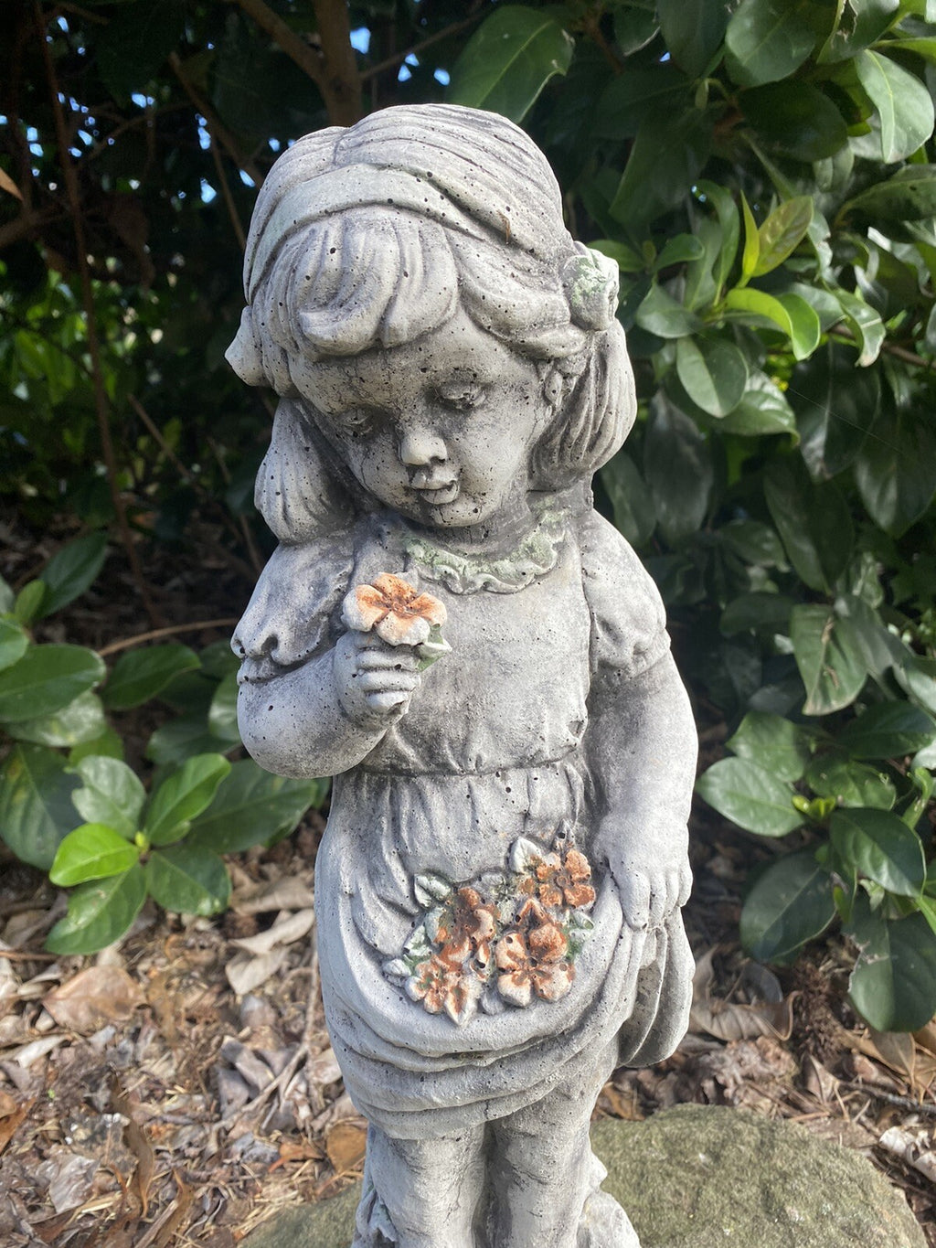 Girl Statue Forget Me Not Ornament Animal Concrete Garden Statue Australian Made