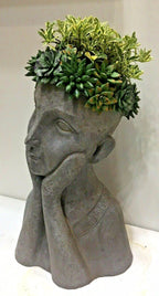 FLOWER GIRL PLANTER SUCCULENT LADY FACE POT PLANTERS GARDEN PLANT FEATURE