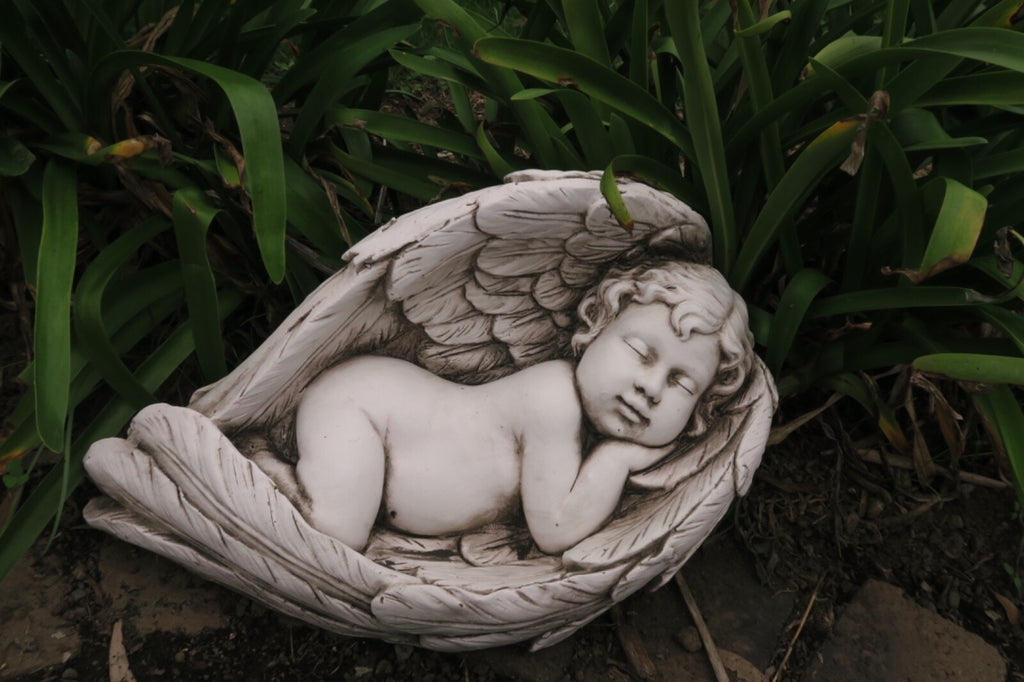 2 x 50cm Angel Sleeping On Wings Garden Ornament Statue Home Decor