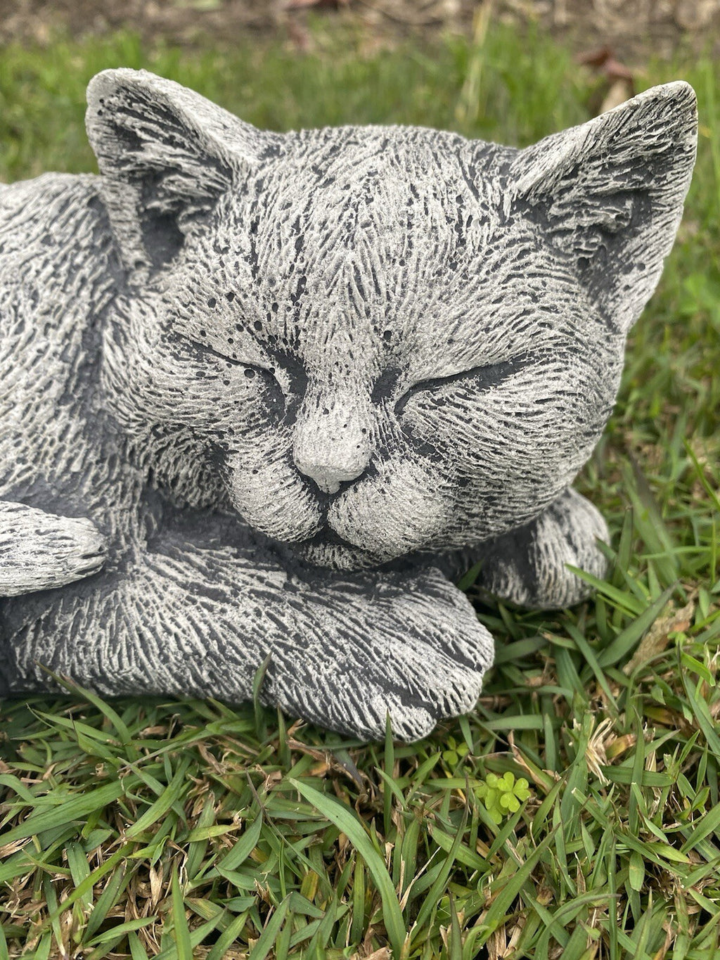 Grey Cat Statue Memorial Sleeping Kitten Animal Concrete Australian Made