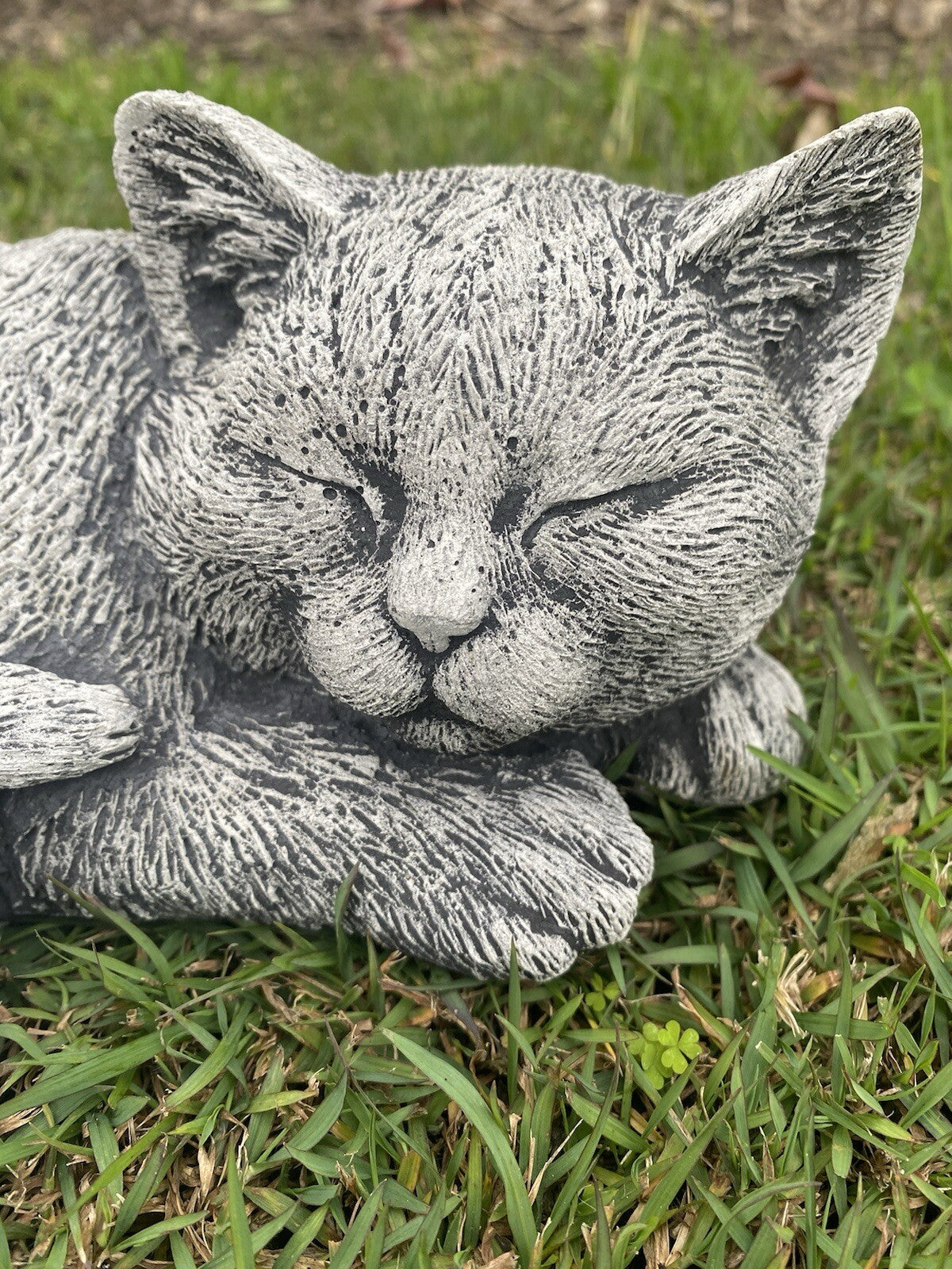 Grey Cat Statue Memorial Sleeping Kitten Animal Concrete Australian Made