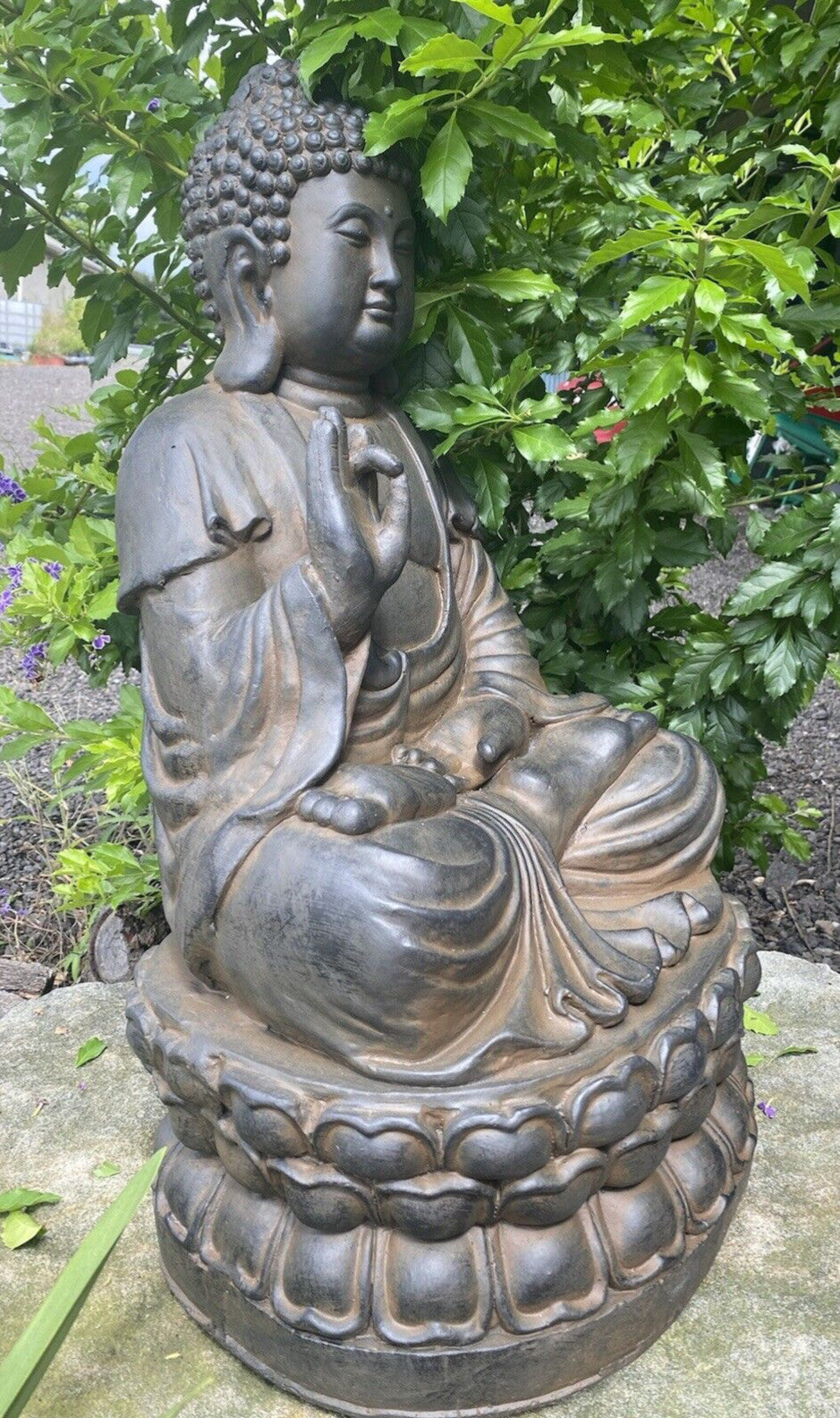 Fibre Clay Resin Buddha Statue 65cm – Sitting Buddha Garden Ornament