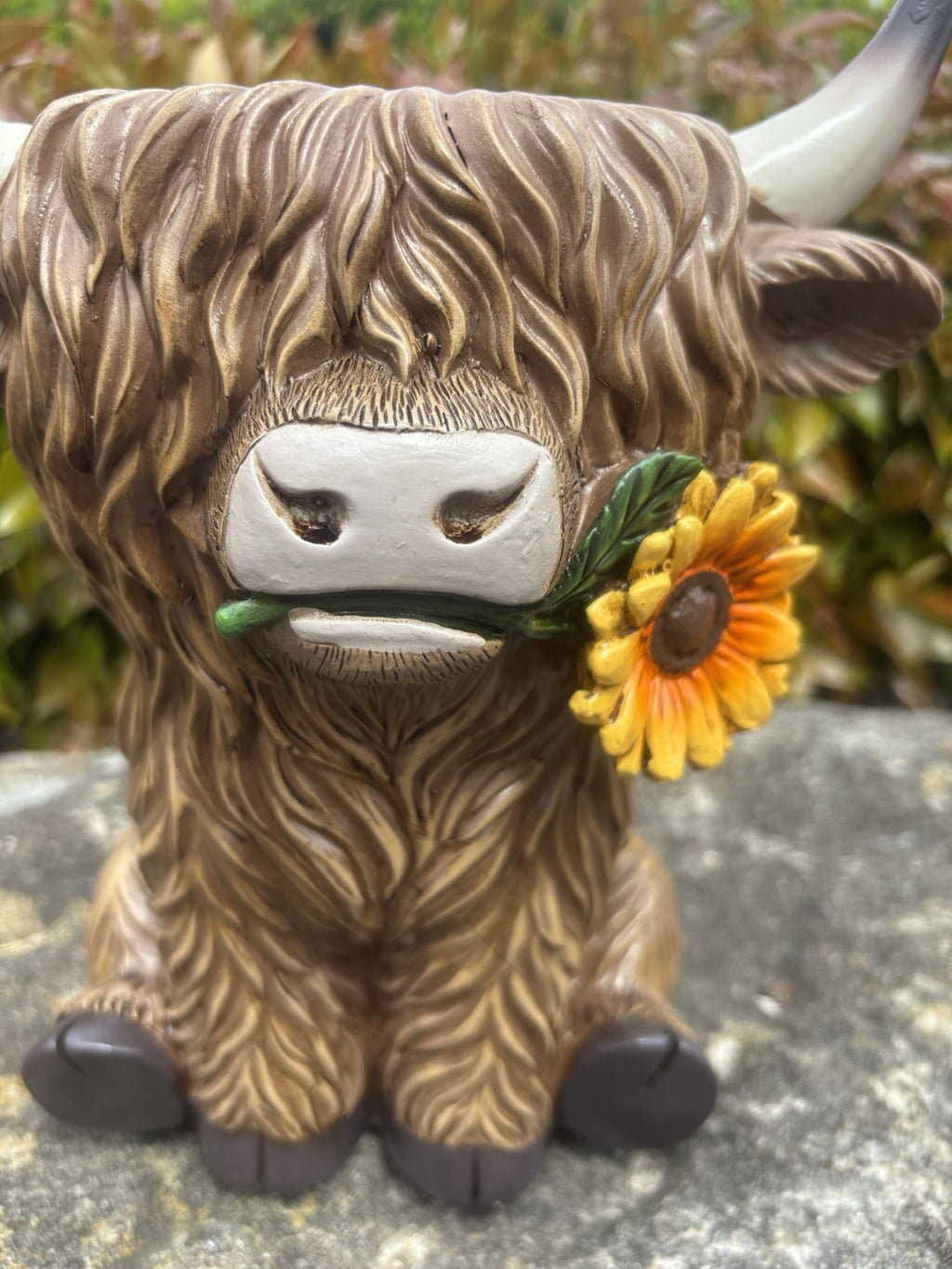 Highland Cow Resin Pot Planter Garden Ornament Sunflower Rustic Farmhouse Décor
