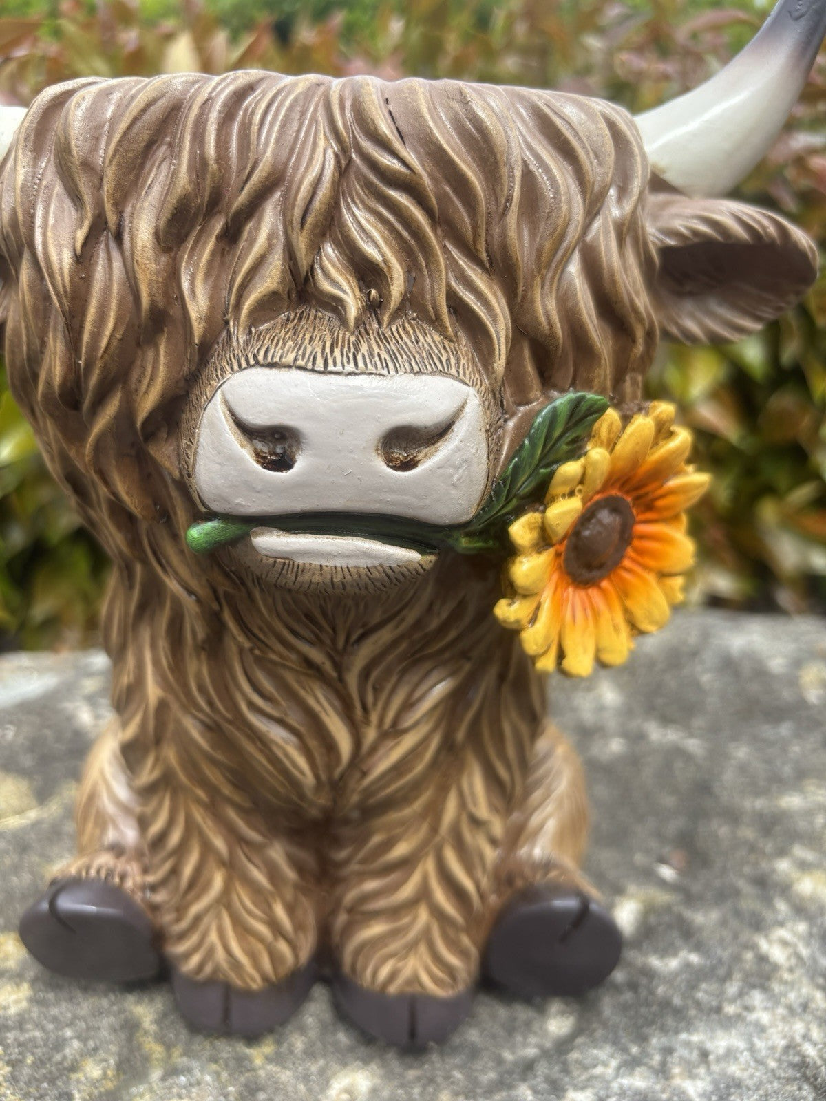 Highland Cow Resin Pot Planter Garden Ornament Sunflower Rustic Farmhouse Décor