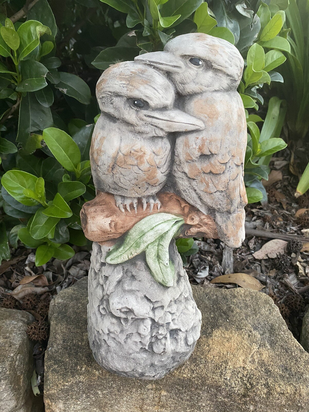 Twin  Kookaburra Bird Statue Ornament Animal Concrete Garden Australian Made