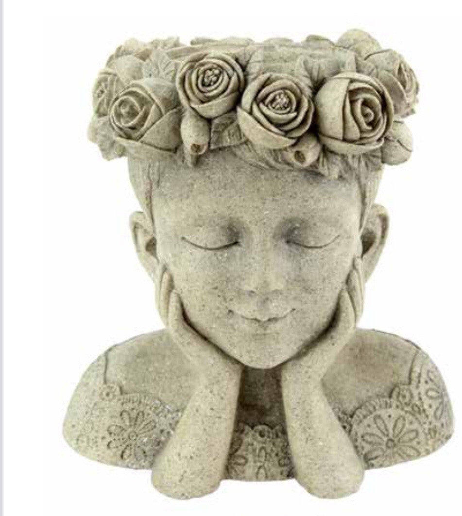 Adelpha Princess - Resin Head Planter Pot for Succulents Cactus Indoor  Plants