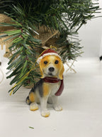 2 x Beagle Dog Puppy Christmas Xmas Tree Decoration Statue Home Decor