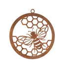 Bee Round Rust Corten Steel Metal Garden Wall Art or Hanging Ring Home 28 cm H