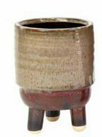 Glazed Ceramic Footed Pots Pot Set of 2 Round Indoor Plant Succulent Mocha Brown