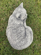 Grey Cat Statue Memorial Sleeping Kitten Animal Concrete Australian Made