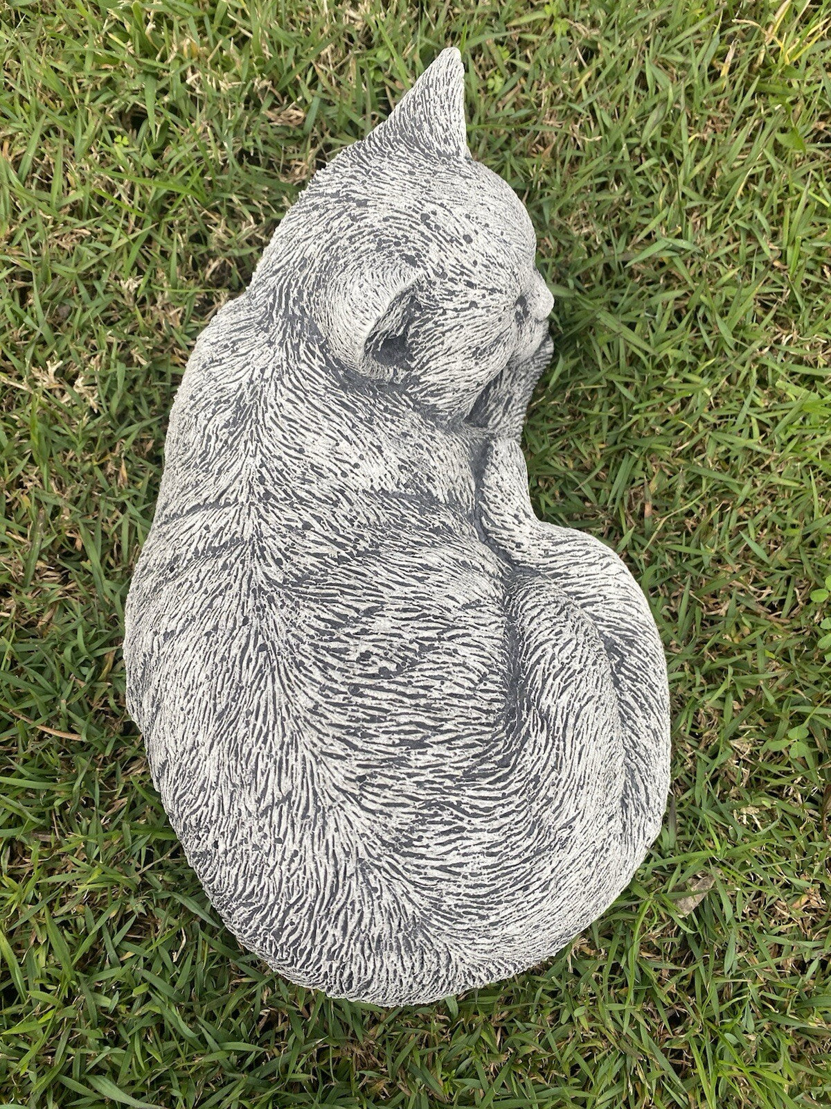 Grey Cat Statue Memorial Sleeping Kitten Animal Concrete Australian Made