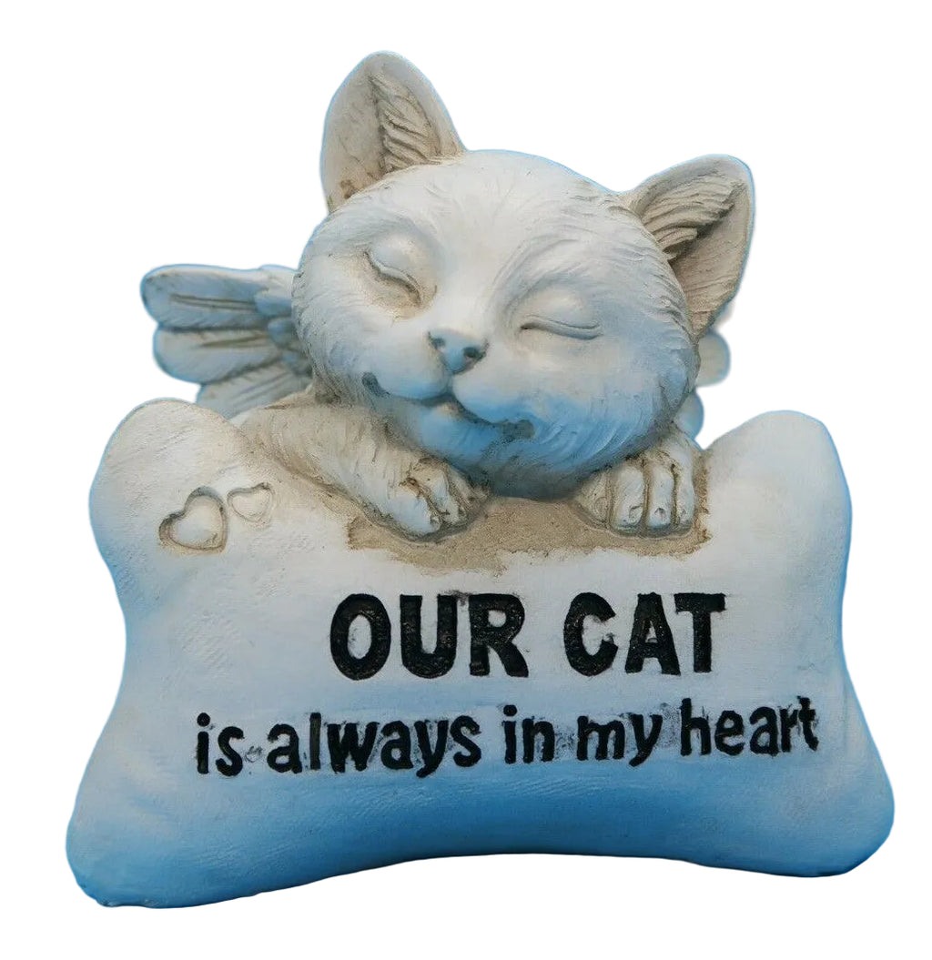 CAT MEMORIAL STATUE ORNAMNET OUR CAT IS ALWAYS IN OUR HEART