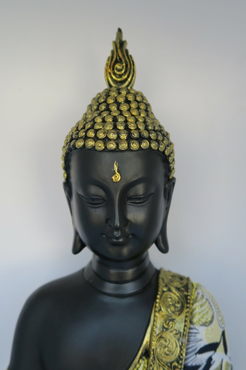 Meditating Thai Buddha In a Blue Gold Robe Statue Ornament Figurine Home Decor