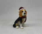 2 x Beagle Hound Dog Puppy Christmas Xmas Tree Decoration Statue Home Decor