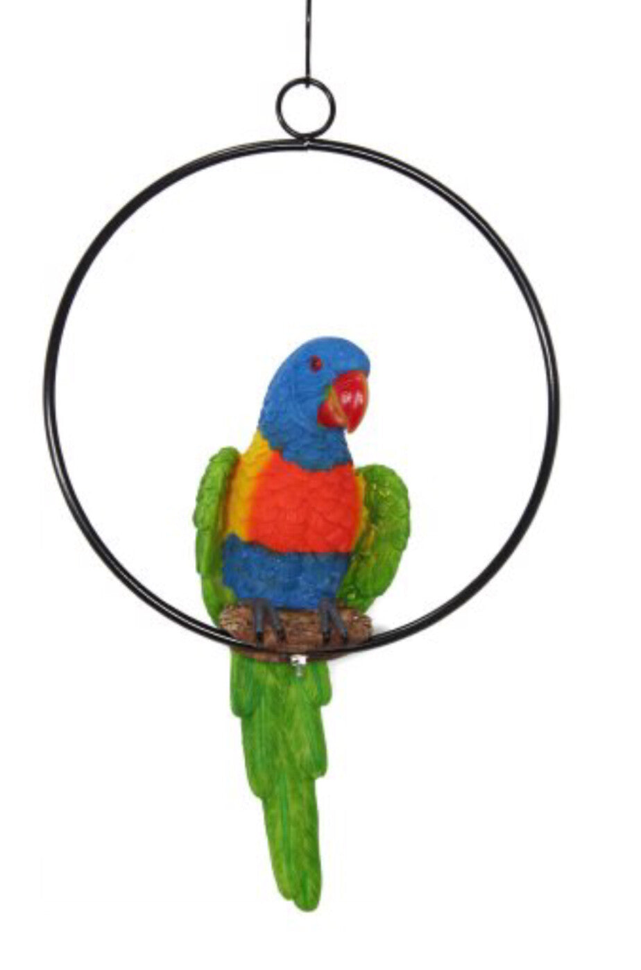 Australian Rainbow Lorikeet Bird in Ring Birds Statue Garden Ornament Decor 22cm
