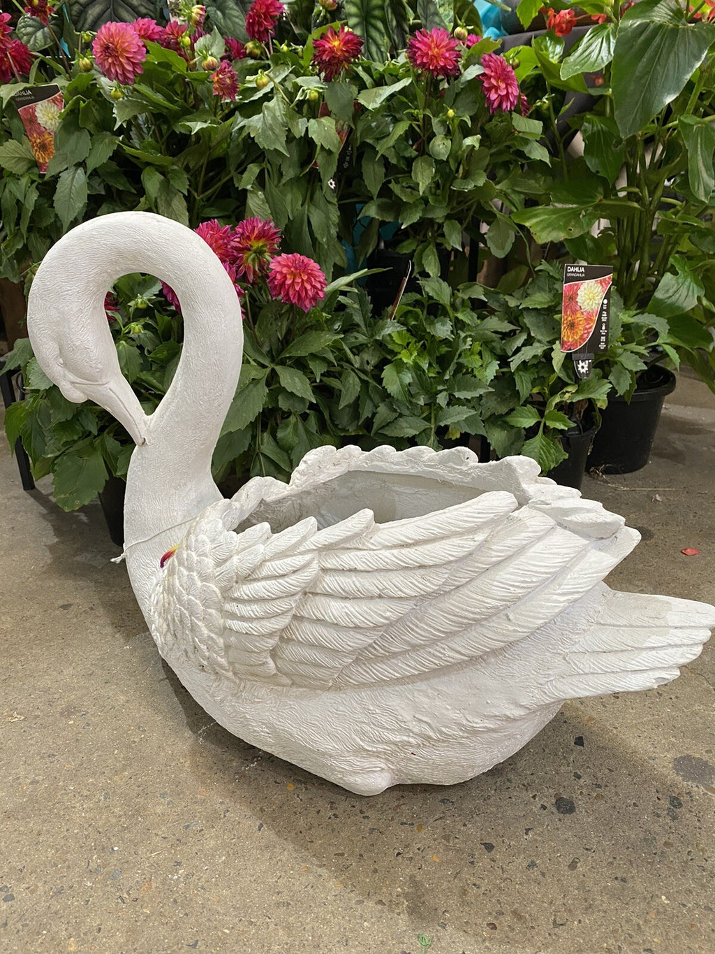 Swan Planter Pot Plant Garden Sculpture Statue White Hamptons Large White