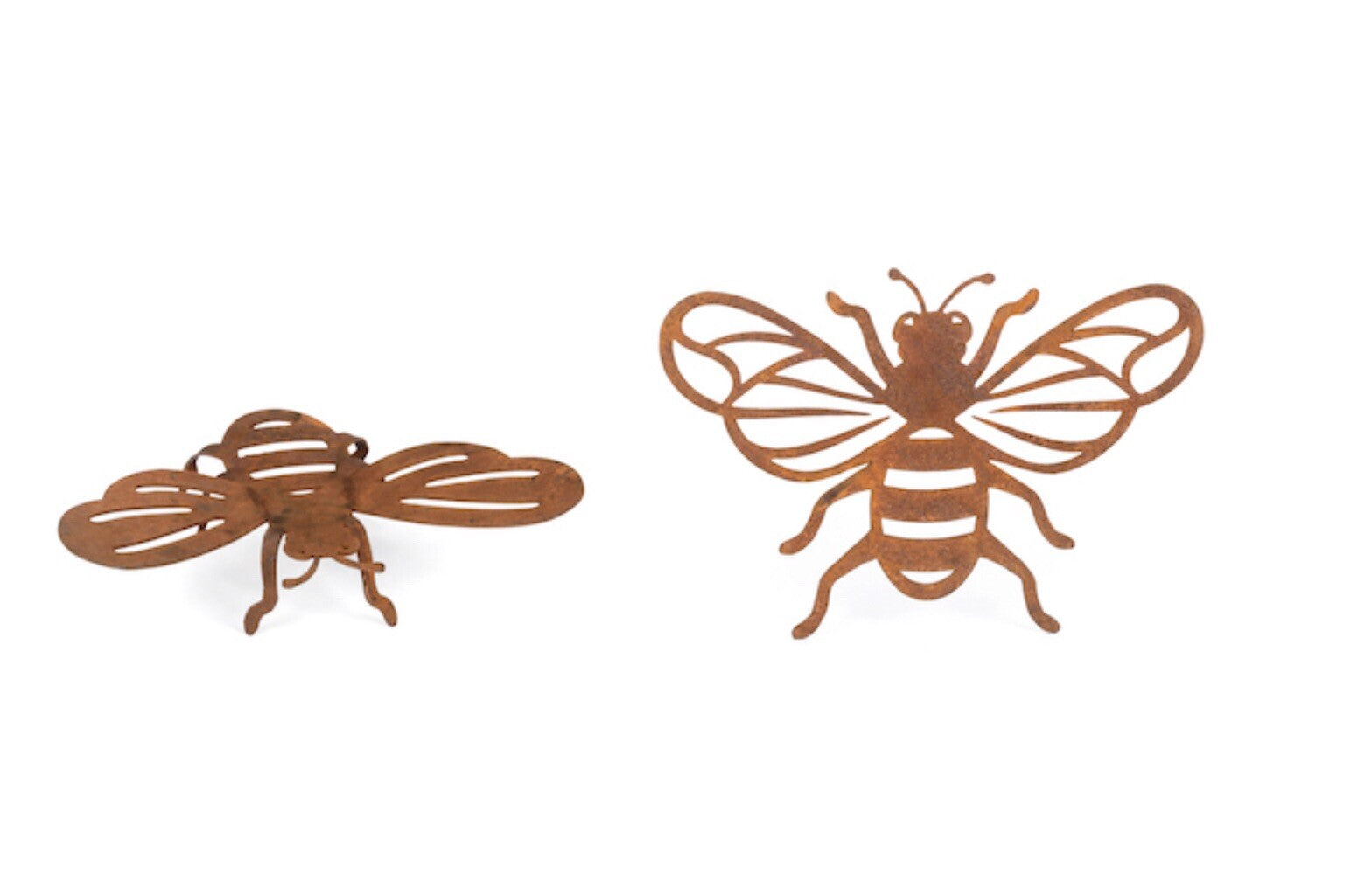 Bee Corten Statue Garden Pot Sitters Sitter Hanger Ornament Small Set of 2