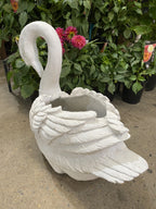 Swan Planter Pot Plant Garden Sculpture Statue White Hamptons Large White