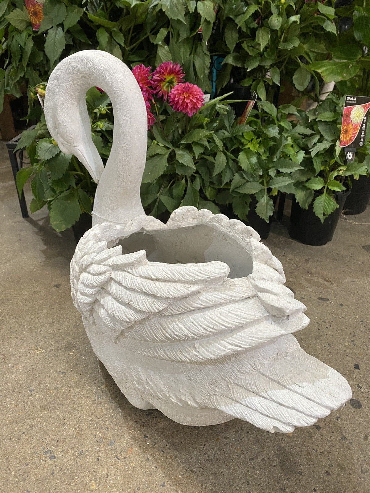 Swan Planter Pot Plant Garden Sculpture Statue White Hamptons Large White