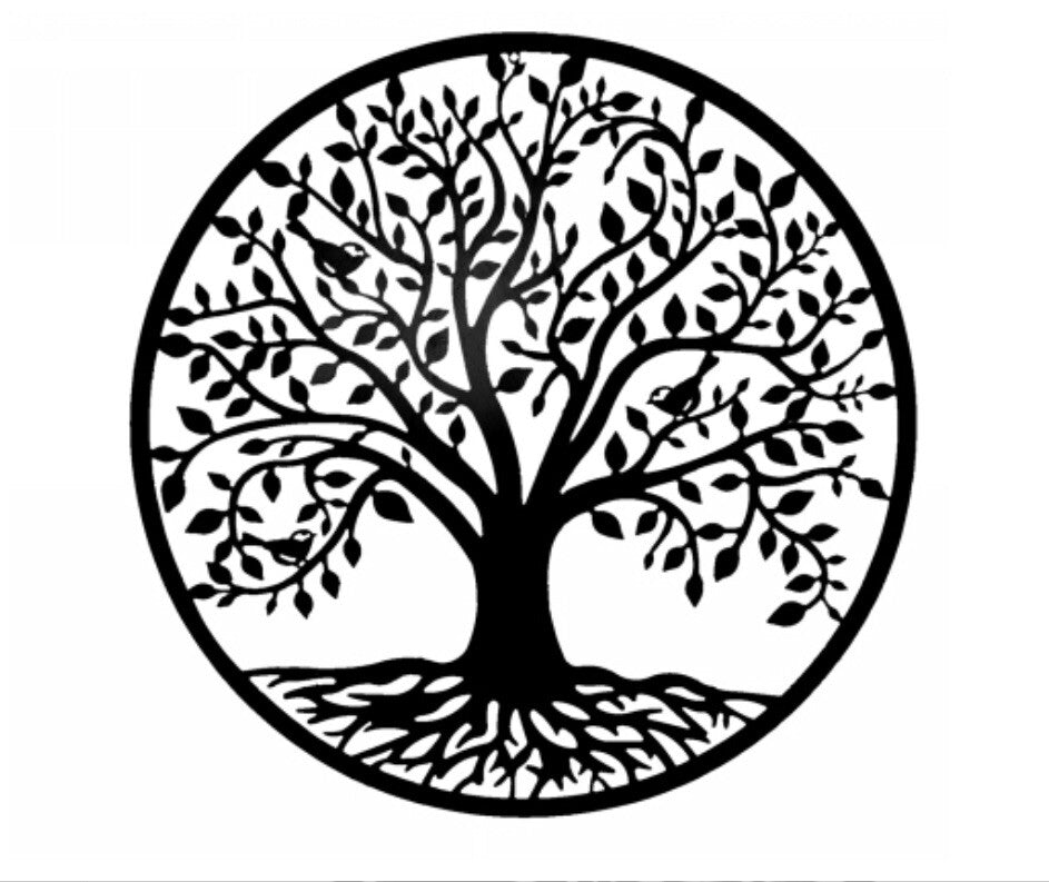 Tree of Life Metal Iron Hanging Wall Art 60cm Round Rustic Sculpture Home Garden