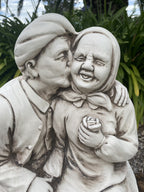 Grandpa Giving Grandma A Kiss Garden Statue Figurine Sculpture Ornament