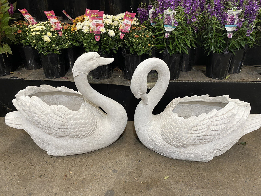 Swan Planter Pot Plant Garden Sculpture Statue White Hamptons Large White