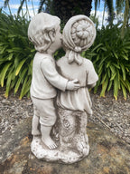 Boy And Girl Sharing A Kiss Garden Statue