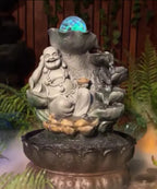 HAPPY BUDDHA  DRIFT WATER FEATURE FOUNTAIN INDOOR OUTDOOR BENCH TOP HOME DECOR