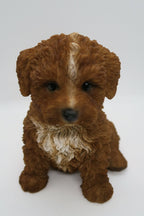 CAVOODLE STATUE BROWN PUPPY DOG ANIMAL GARDEN ORNAMENT SCULPTURE