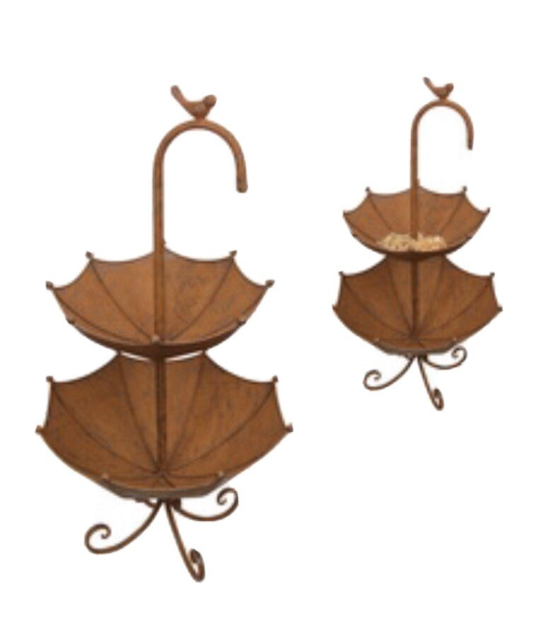 Umbrella Wild Bird Feeder Food Station Garden Ornaments Metal Traditional