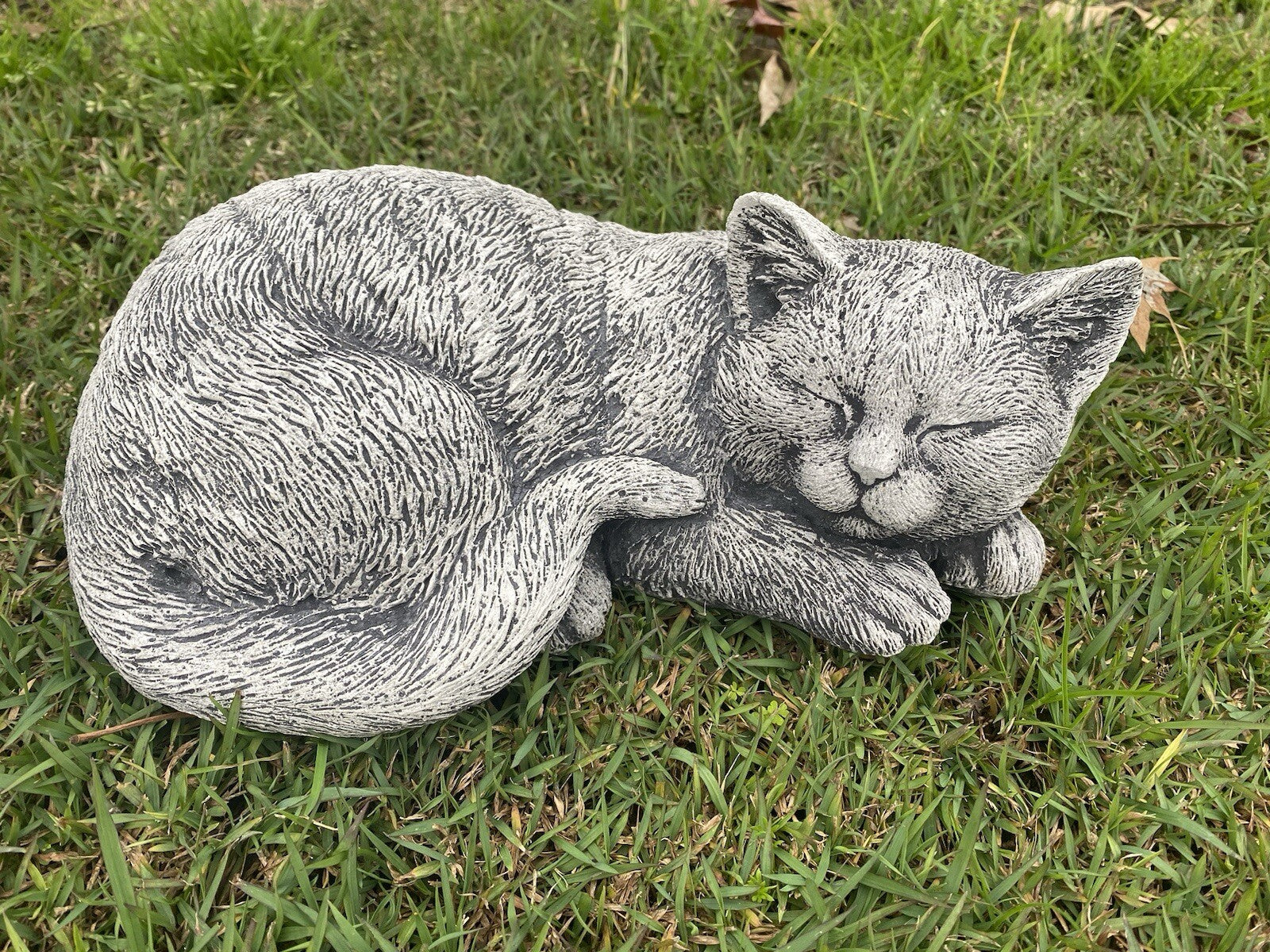 Grey Cat Statue Memorial Sleeping Kitten Animal Concrete Australian Made