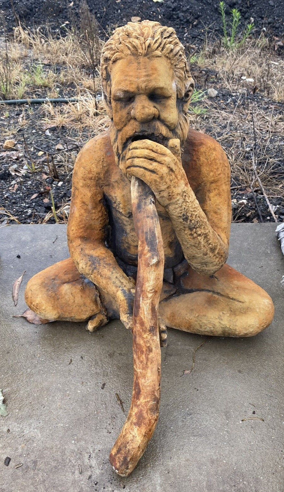 Aboriginal Man Playing Didgeridoo  Garden Statue  -Pick up only