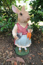 Willow Mother Rabbit Statue With Spade and Carrot Garden Statue lawn Ornament