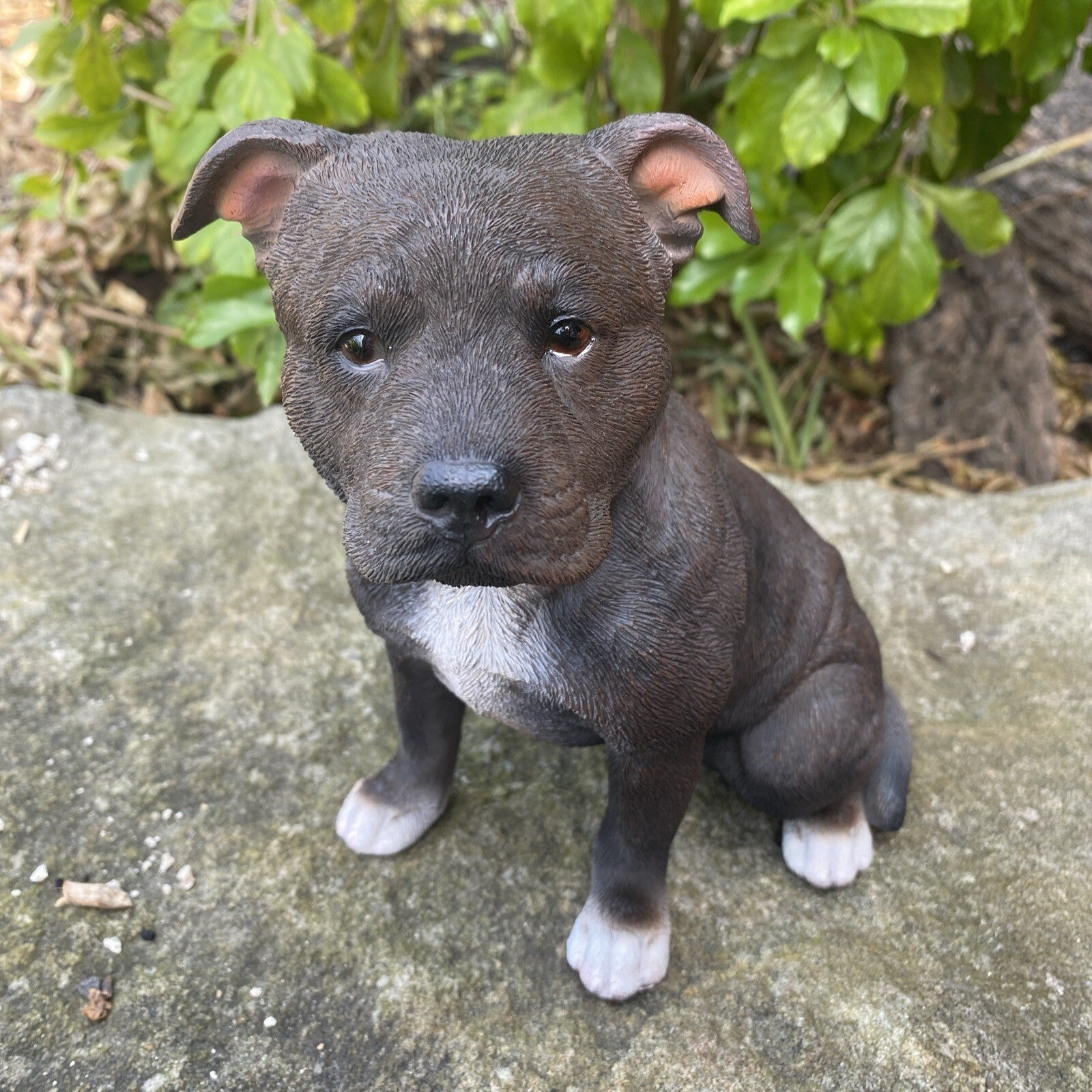 STAFFORDSHIRE -STAFFY PUPPY DOG ANIMAL MEMORIAL GARDEN STATUE ORNAMENT