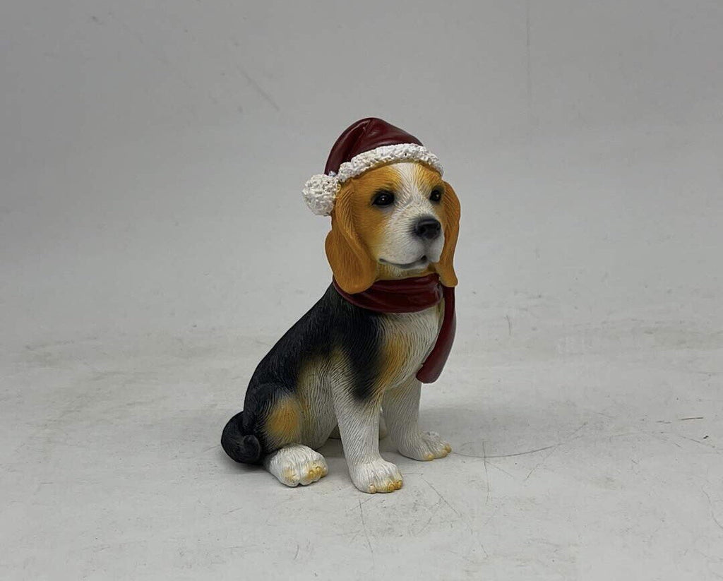 2 x Beagle Hound Dog Puppy Christmas Xmas Tree Decoration Statue Home Decor