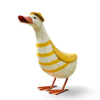 Set of 2 Metal Yellow & White Duck Garden Statues | Outdoor Decorative Ornament