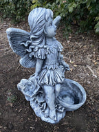 Fairy Bird Feeder Statue Ornament Animal Concrete Cement Garden Australian Made