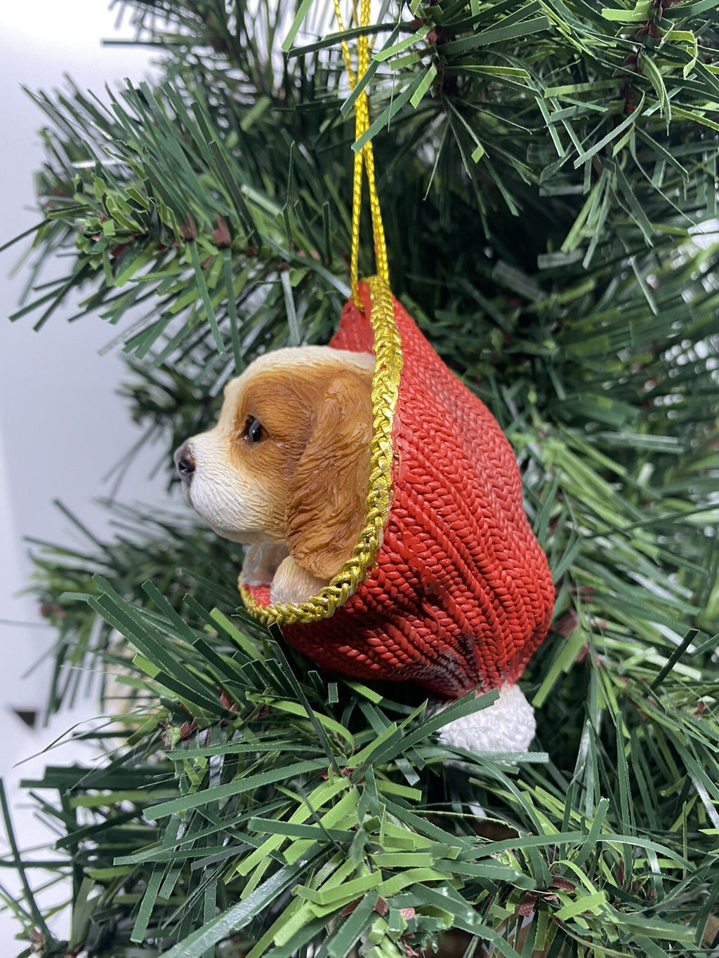 2 x Cavalier Dog Puppy Christmas Xmas Tree Decoration Statue Home Decor