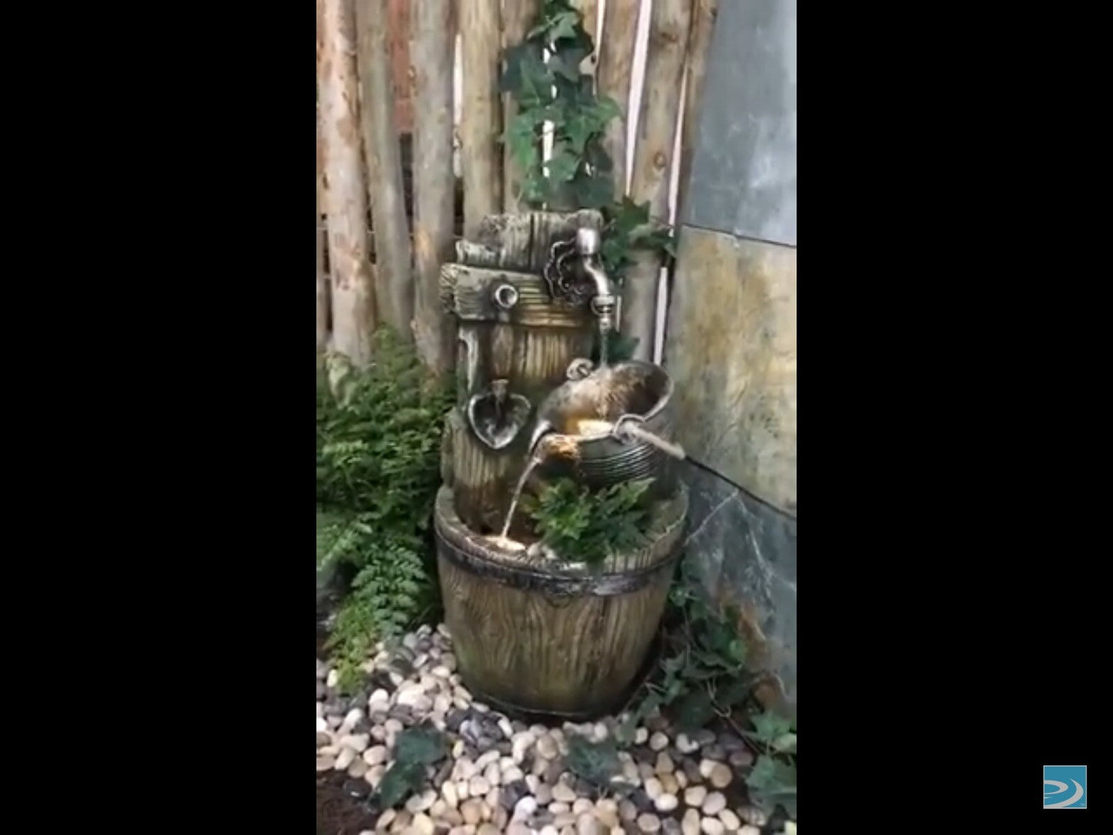 COURTYARD TAP BUCKET WATER FEATURE FOUNTAIN INDOOR OUTDOOR BENCH TOP HOME DECOR