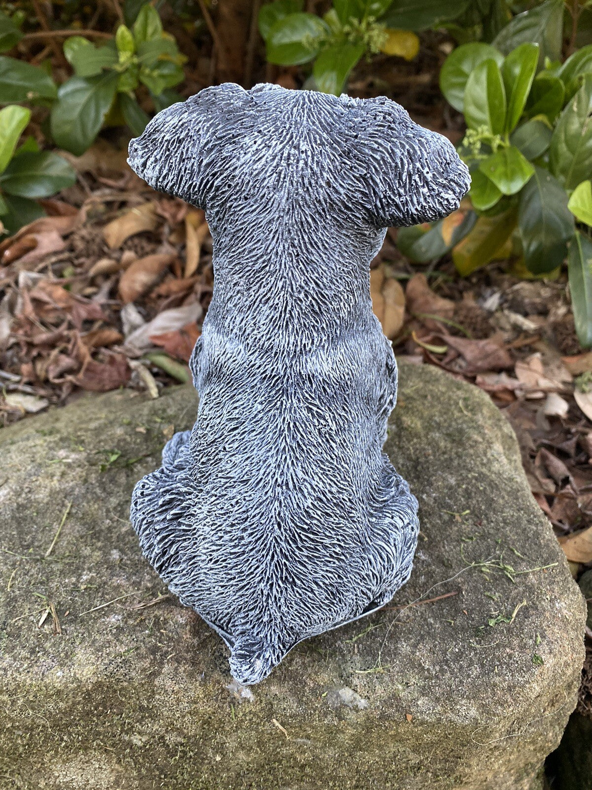Concrete schnauzer garden statues  view outdoor cement dog ornament back