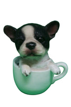 Boston Terrier Tea Cup Dog Puppy Ornament Statue Figurine Set of 2